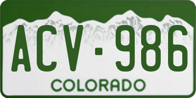 CO license plate ACV986