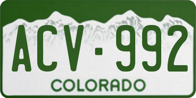 CO license plate ACV992