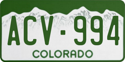 CO license plate ACV994