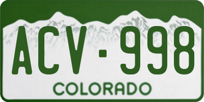 CO license plate ACV998