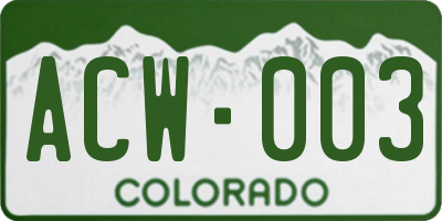 CO license plate ACW003