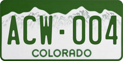 CO license plate ACW004