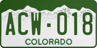 CO license plate ACW018