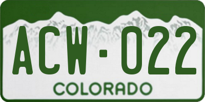 CO license plate ACW022