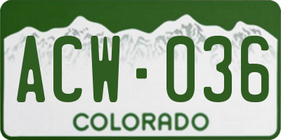 CO license plate ACW036