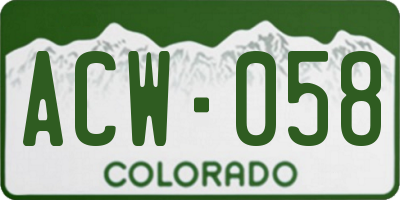 CO license plate ACW058