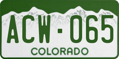 CO license plate ACW065
