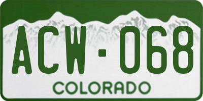 CO license plate ACW068