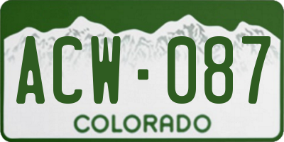 CO license plate ACW087