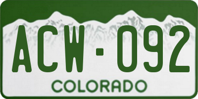 CO license plate ACW092