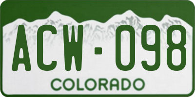 CO license plate ACW098
