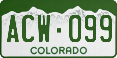 CO license plate ACW099