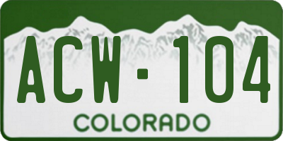CO license plate ACW104