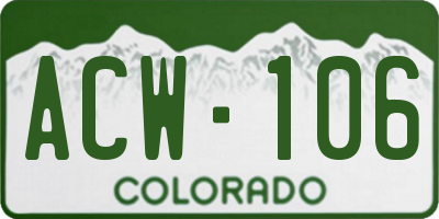 CO license plate ACW106