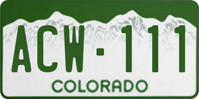 CO license plate ACW111