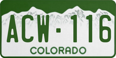 CO license plate ACW116
