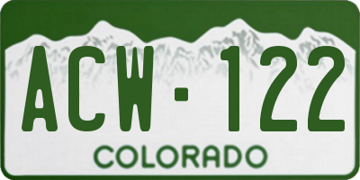CO license plate ACW122