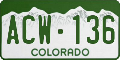 CO license plate ACW136