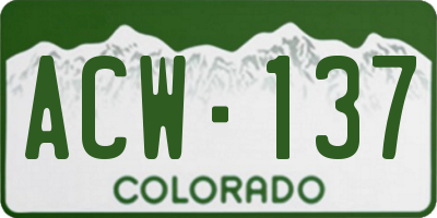CO license plate ACW137