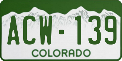 CO license plate ACW139