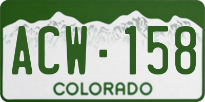 CO license plate ACW158