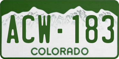 CO license plate ACW183