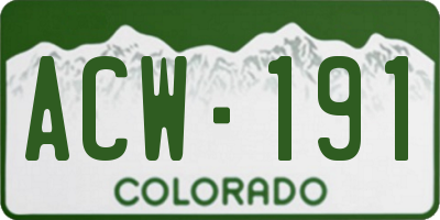 CO license plate ACW191