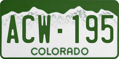 CO license plate ACW195