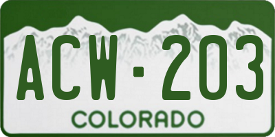 CO license plate ACW203