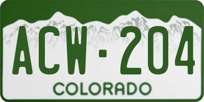 CO license plate ACW204