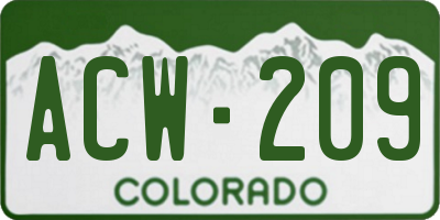 CO license plate ACW209