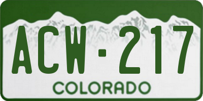 CO license plate ACW217