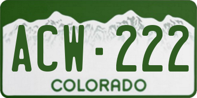 CO license plate ACW222