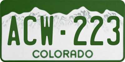CO license plate ACW223