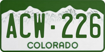 CO license plate ACW226