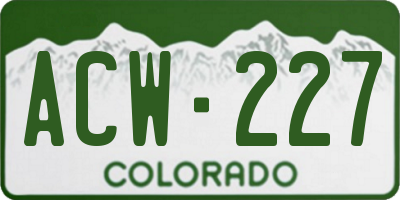 CO license plate ACW227