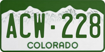 CO license plate ACW228