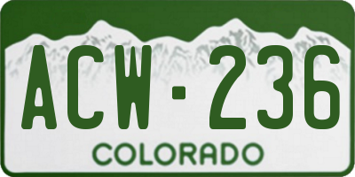 CO license plate ACW236