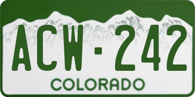 CO license plate ACW242