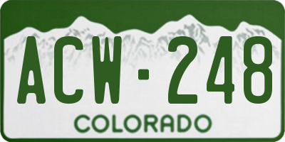 CO license plate ACW248