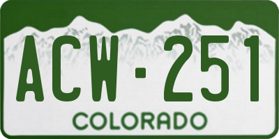 CO license plate ACW251