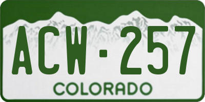 CO license plate ACW257