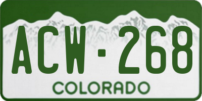 CO license plate ACW268