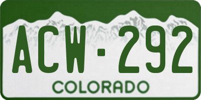 CO license plate ACW292