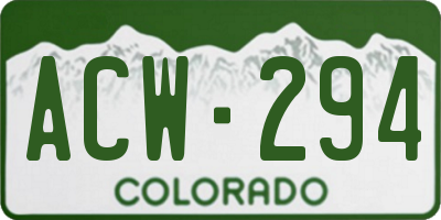 CO license plate ACW294