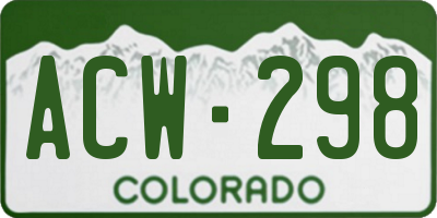 CO license plate ACW298