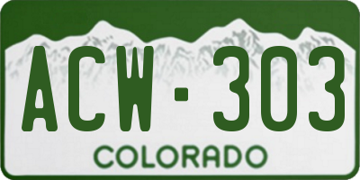 CO license plate ACW303