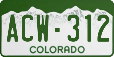 CO license plate ACW312