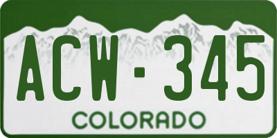 CO license plate ACW345
