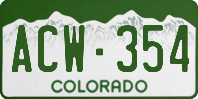 CO license plate ACW354